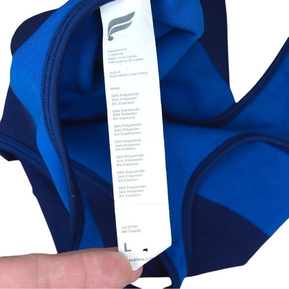 Fabletics Sunny Reversible Low Impact Sports Bra, Midnight Navy/Splash - Large - Picture 6 of 6
